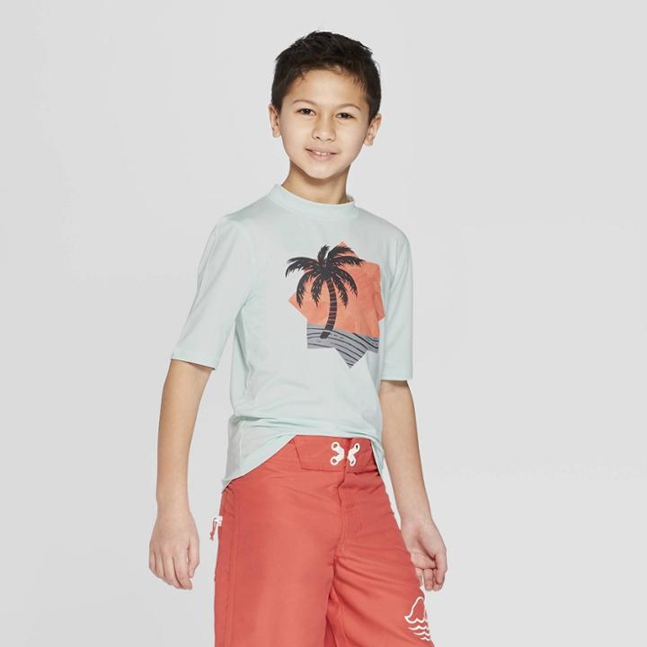 Boys' 'surf Summer' Rash Guard - Art Class Aqua