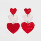 Girls' Resin Heart Drop Post Earrings - Art Class Red