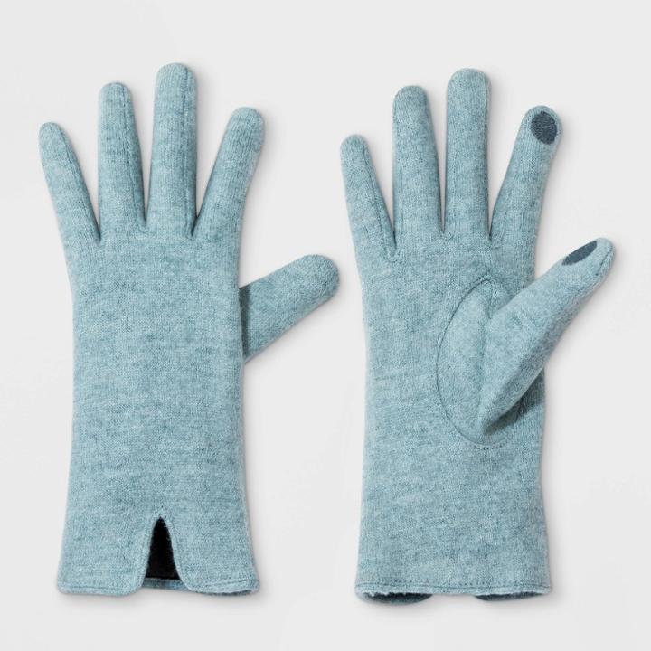 Women's Wool Gloves - A New Day Marble One Size, Green