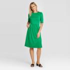 Women's Short Sleeve Round Neck Seamed Dress - Who What Wear Green