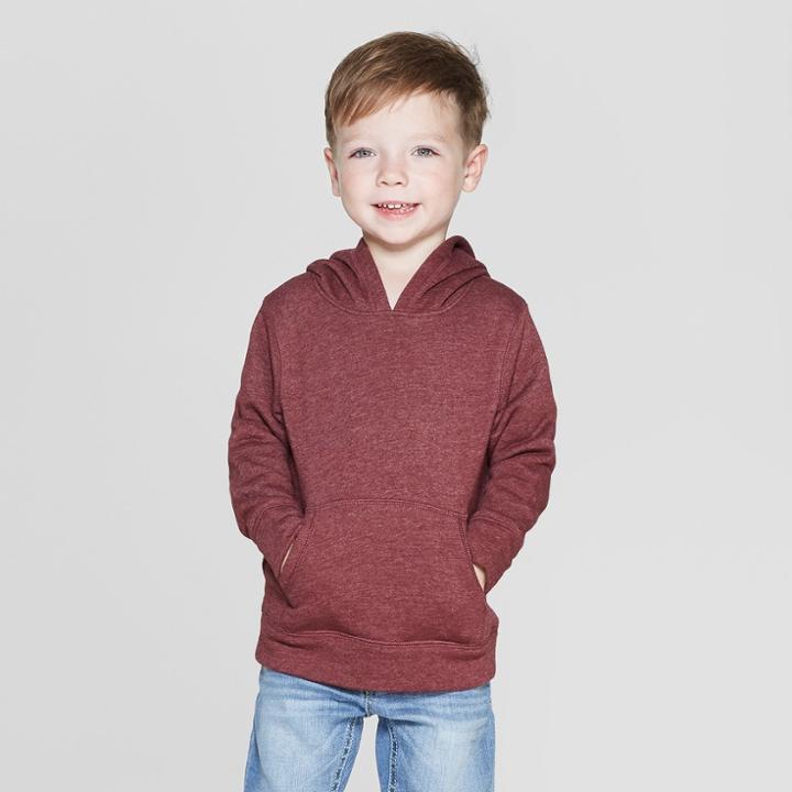 Toddler Boys' Fleece Hoodie Sweatshirt - Cat & Jack Crisp Berry 12m, Boy's, Red