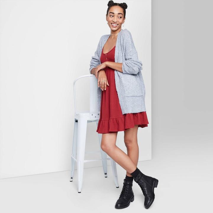 Women's Fuzzy Cardigan - Wild Fable Gray