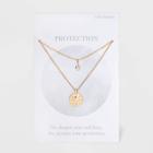 No Brand Cubic Zirconia With Evil Eye Layered Short Necklace - Rose Gold, Gold/pink