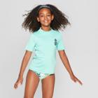 Petitegirls' Short Sleeve Rash Guard - Cat & Jack Turquoise M, Girl's, Size: