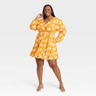 Women's Plus Size Balloon Long Sleeve Woven Dress - Ava & Viv Yellow