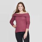 Women's Long Sleeve Off The Shoulder Sweater Knit Top - Xhilaration Cranberry Xs, Women's, Purple