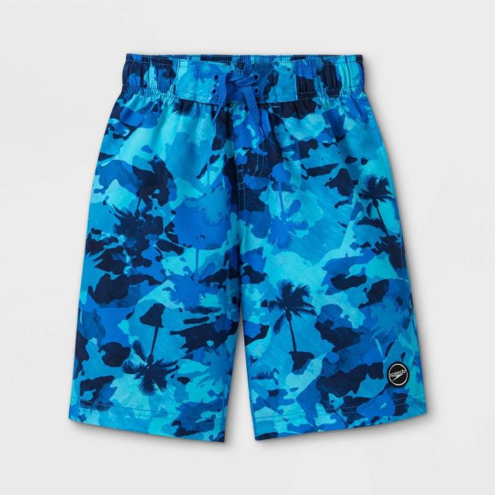 Speedo Boys' Camo Swim Trunks - Blue