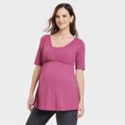 Elbow Sleeve Nursing Maternity Shirt - Isabel Maternity By Ingrid & Isabel Berry Pink