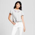 Women's Flutter Sleeve Twist Front Crop T-shirt - Xhilaration Gray