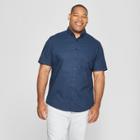 Target Men's Tall Standard Fit Short Sleeve Poplin Button-down Shirt - Goodfellow & Co Blue Foil