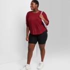 Women's Plus Size Long Sleeve Waffle T-shirt - Wild Fable Burgundy