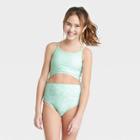 Girls' Floral Printed One Piece Swimsuit - Art Class Green