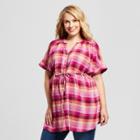 Maternity Plus Size Plaid Dolman Short Sleeve Button-down Top - Isabel Maternity By Ingrid & Isabel Pink/orange 3x, Infant Girl's