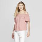 Women's Short Sleeve Off The Shoulder Knit Top With Lace Trim - Xhilaration Rose (pink)