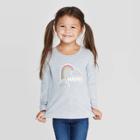Toddler Girls' Long Sleeve 'happy Rainbow' T-shirt - Cat & Jack Heather Gray