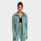 Women's Fleece Full Zip Hooded Sweatshirt - All In Motion Jade