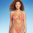 Women's Ruffle Triangle Bikini Top - Shade & Shore Orange Animal Print