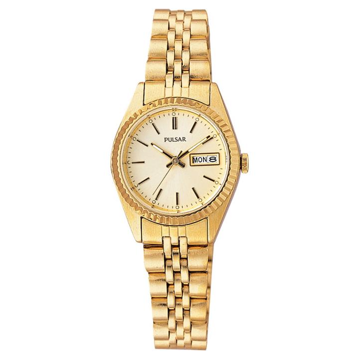 Women's Pulsar Functional Calendar Watch - Gold Tone With Champagne Dial - Pxx004