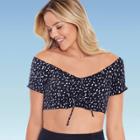 Women's Slimming Control Off The Shoulder Bikini Top - Beach Betty By Miracle Brands Black/white
