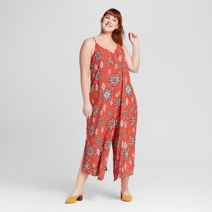 Women's Plus Size Printed Maxi Jumpsuit - Xhilaration Red X
