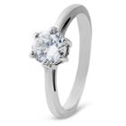 West Coast Jewelry Women's Cubic Zirconia Solitaire Stainless Steel Ring (2mm) -