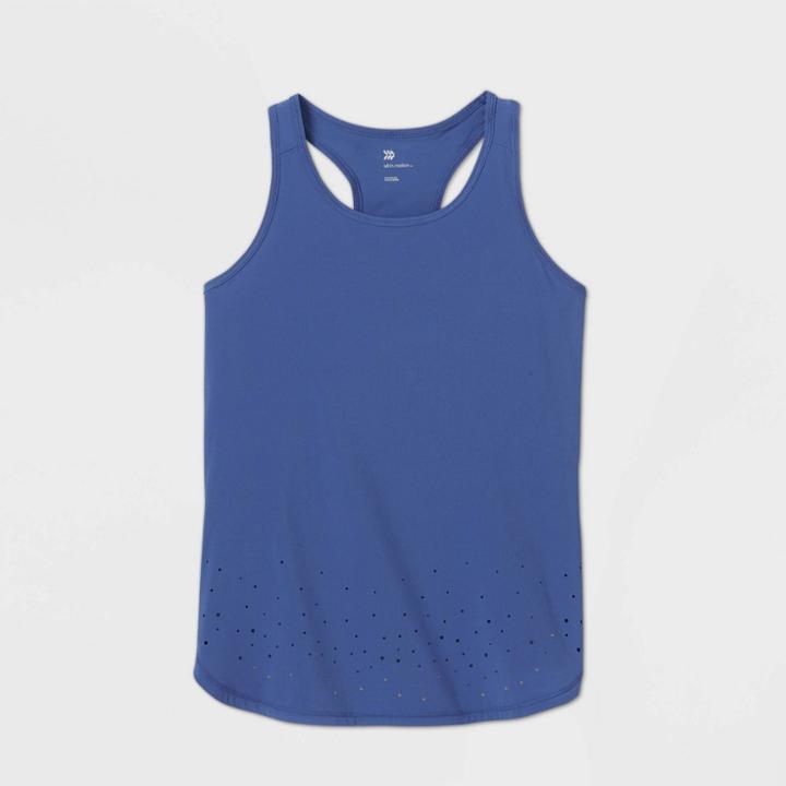 Girls' Laser Cut Stretch Woven Tank Top - All In Motion Periwinkle Blue Xs, Girl's, Purple Blue