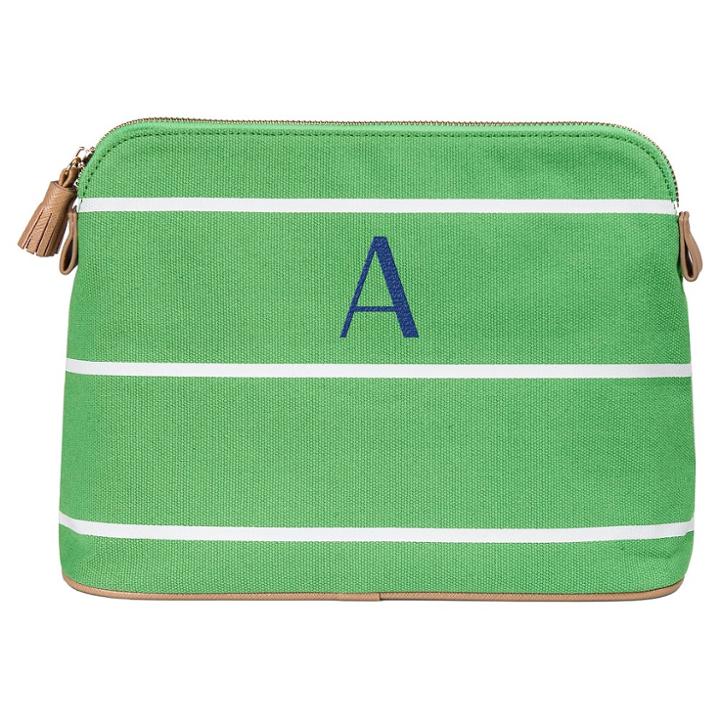 Cathy's Concepts Personalized Green Striped Cosmetic Bag - A