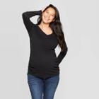 Maternity Long Sleeve V-neck Side Shirred T-shirt - Isabel Maternity By Ingrid & Isabel Black S, Women's,