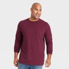 Men's Tall Pinstripe Regular Fit Crewneck Long Sleeve T-shirt - Goodfellow & Co Burgundy