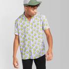 Men's Printed Short Sleeve Button-down Shirt - Original Use - Lilac S, Men's, Size: