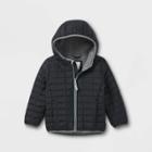 Toddler Microfleece Lined Puffer Jacket - Cat & Jack Black