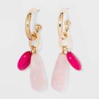 Chain Link Semi-precious Beaded Hoop Earrings - A New Day Pink
