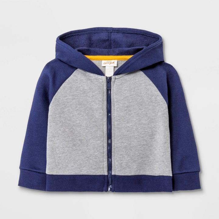Baby Girls' Fleece Raglan Hoodie Jacket - Cat & Jack Gray Newborn