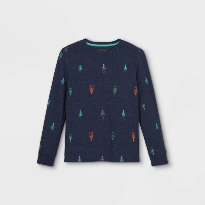 Boys' Printed Long Sleeve T-shirt - Cat & Jack Navy