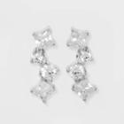 Prong Set Pave Cubic Zirconia Cluster Stud Earrings - A New Day Silver, Women's