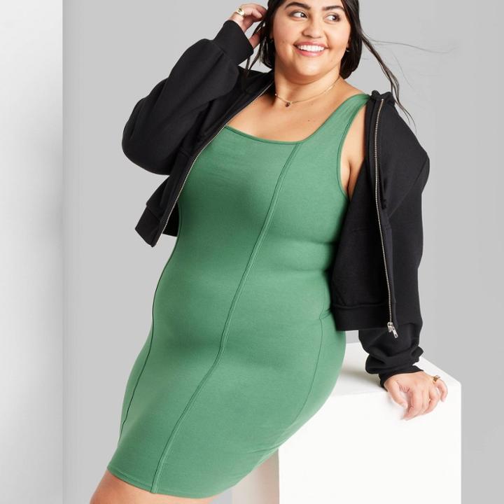 Women's Sleeveless Seamed Bodycon Dress - Wild Fable Dark Green