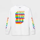 Mad Engine Pride Adult Long Sleeve Born This Gay Gender Inclusive T-shirt - White