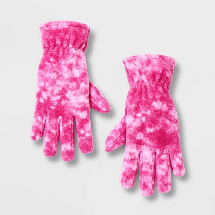Girls' Tie-dye Fleece Gloves - Cat & Jack Pink