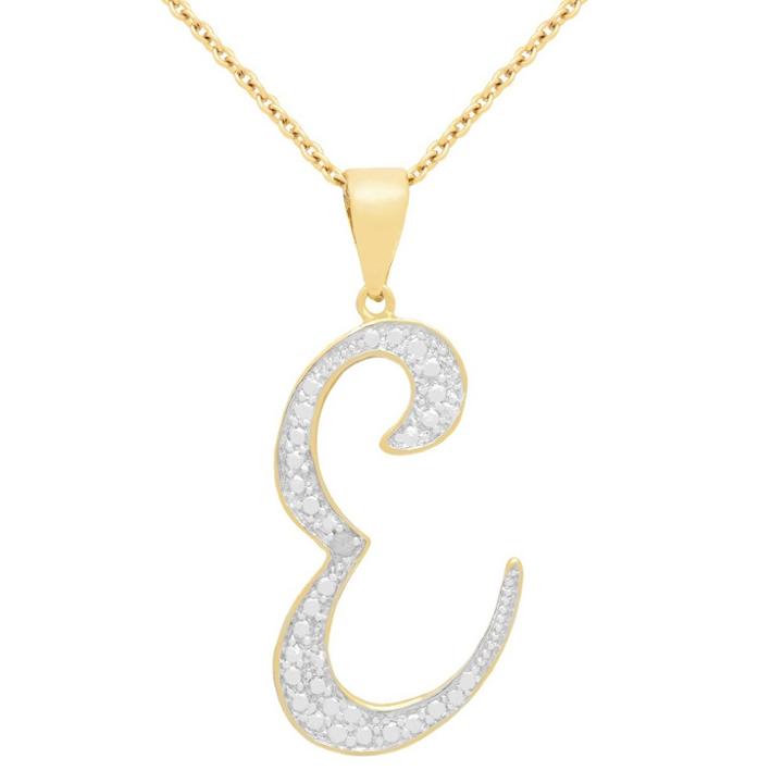 Target Diamond Accent E Initial Pendant Gold Plated (ij-i2-i3), Girl's, E