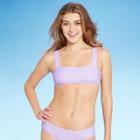 Juniors' Square Neck Bralette Bikini Top - Xhilaration Lavender