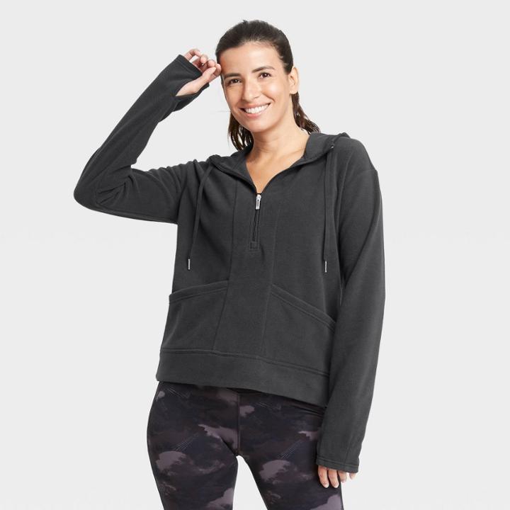 Women's Microfleece Pullover Sweatshirt - All In Motion Black