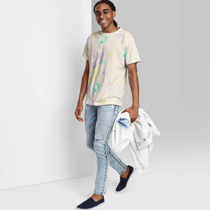Men's Tie-dye Rolled Collar Knit T-shirt - Original Use True White