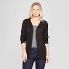 Women's Long Sleeve Lace Up Back Sweater Cardigan - Xhilaration Black