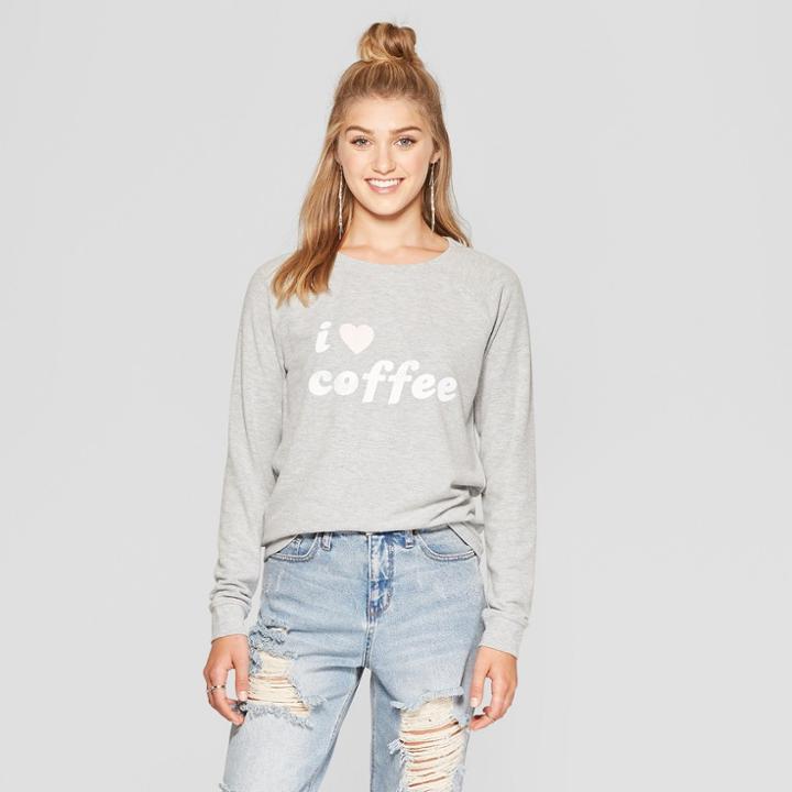 Women's I Love Coffee Graphic Sweatshirt - Grayson Threads (juniors') Heather Gray
