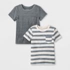 Toddler Boys' 2pk Novelty Stripe T-shirt - Cat & Jack Gray 2t, Boy's, Beige