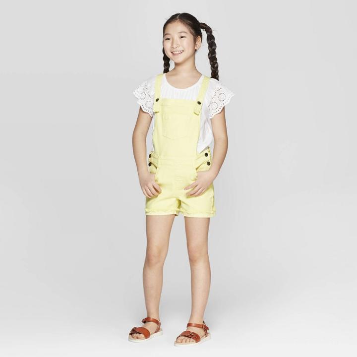 Girls' Jeans Shortalls - Cat & Jack Yellow