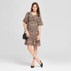 Women's Floral Print Short Sleeve Ruffle Yoke Flounce Dress - Alison Andrews Pink Floral