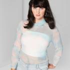 Women's Plus Size Long Sleeve Mock Turtleneck Mesh Top Tie Dye - Wild Fable Blue/green