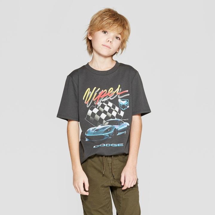 Boys' Short Sleeve Retro Dodge Viper Print T-shirt - Art Class Gray