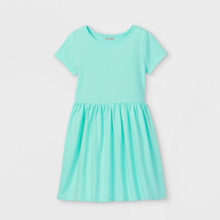 Girls' Solid Knit Short Sleeve Dress - Cat & Jack